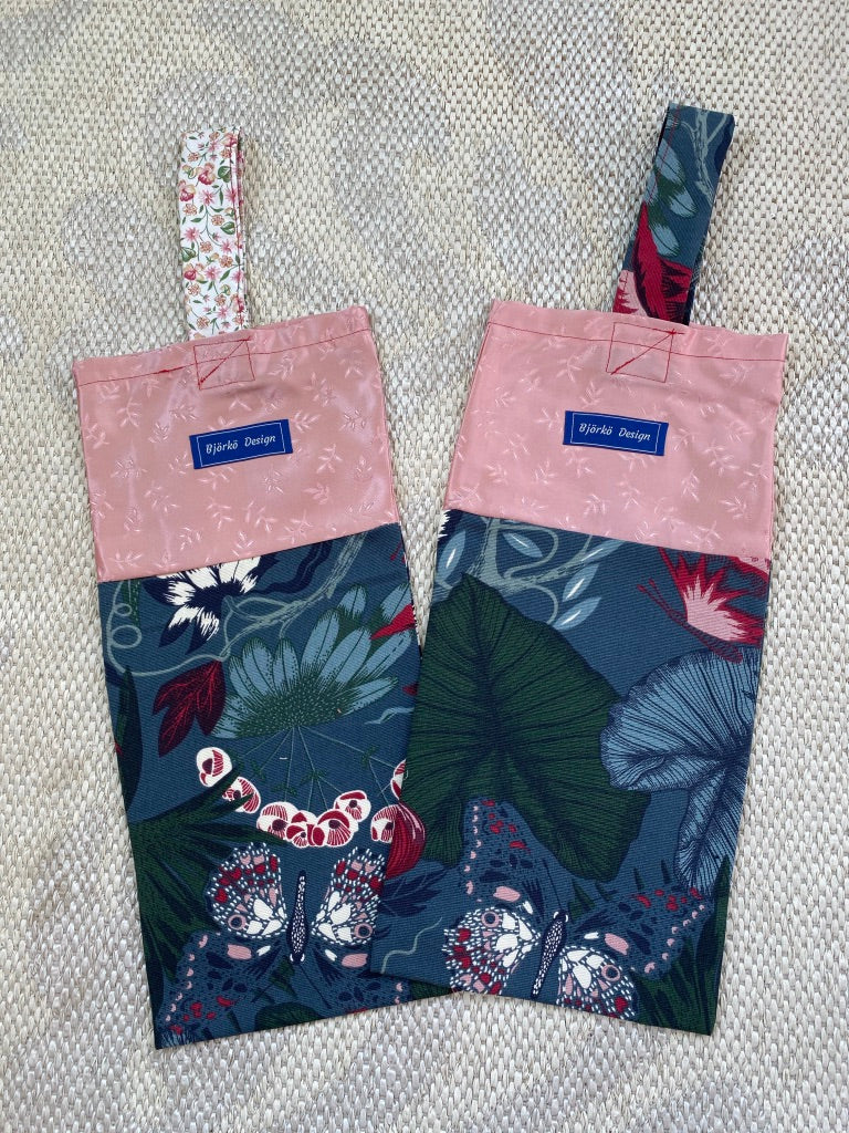 Winebag Blue with Flowers